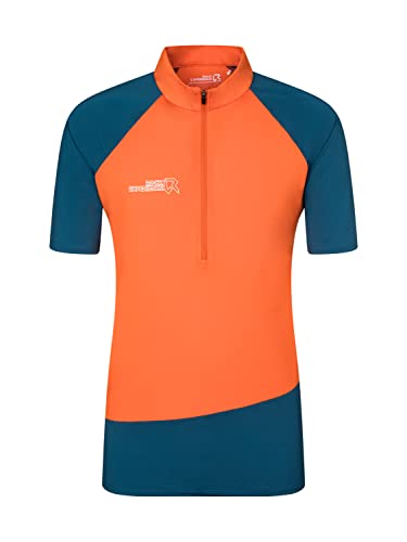 Rock Experience Men's Merlin SS HZ T-Shirt, 0630 Flame+1484 Moroccan Blue, L von Rock Experience