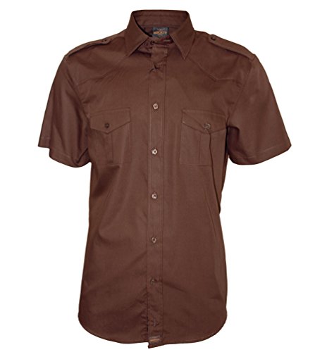 ROCK-IT Apparel Hemd Herren Kurzarm [S-5XL] - 100% Baumwolle - US-Hemd im coolen Military Look - Worker Hemd - Worker Shirt Outdoor - Sportliches Freizeithemd L Braun von ROCK-IT Apparel