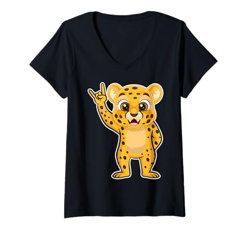 Damen Retro-Rockmusik von Cute Lynx T-Shirt mit V-Ausschnitt Damen Retro-Rockmusik von Cute Lynx T-Shirt mit V-Ausschnitt von Rock Music Art - Gift Design & Co.