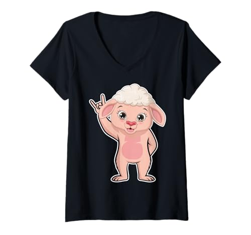 Damen Retro Rockmusik von niedlichen Schafen T-Shirt mit V-Ausschnitt Damen Retro Rockmusik von niedlichen Schafen T-Shirt mit V-Ausschnitt von Rock Music Art - Gift Design & Co.