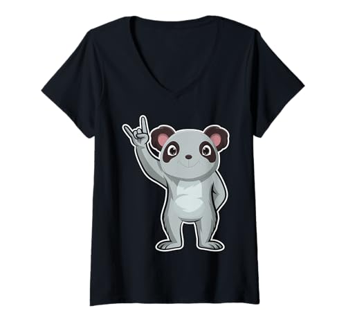 Damen Retro Rockmusik von süßem Koala T-Shirt mit V-Ausschnitt von Rock Music Art - Gift Design & Co.
