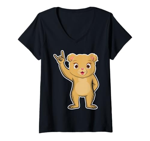 Damen Retro Rockmusik von süßem Koala T-Shirt mit V-Ausschnitt Damen Retro Rockmusik von süßem Koala T-Shirt mit V-Ausschnitt von Rock Music Art - Gift Design & Co.