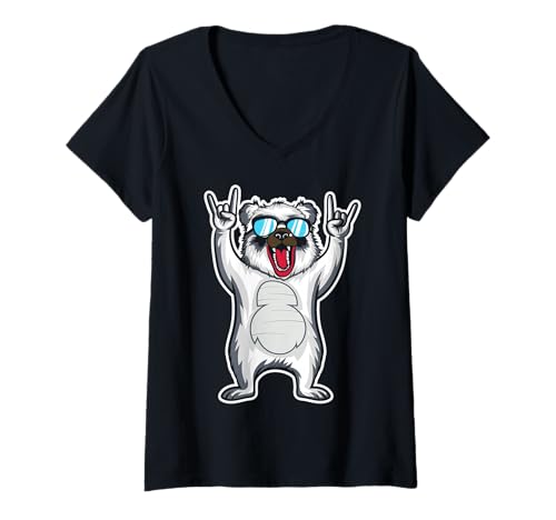 Damen Retro Rockmusik von süßem Koala T-Shirt mit V-Ausschnitt Damen Retro Rockmusik von süßem Koala T-Shirt mit V-Ausschnitt von Rock Music Art - Gift Design & Co.