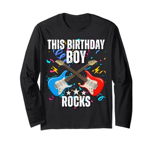 12. Geburtstag Rock Musik Geburtstag Junge Musiker Party Kinder Langarmshirt von Rock Music Birthday Ideas, Guitar Birthday Wear