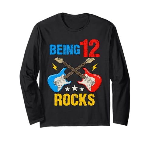 12. Geburtstag Rock Musik Geburtstag Junge Musiker Party Kinder Langarmshirt von Rock Music Birthday Ideas, Guitar Birthday Wear