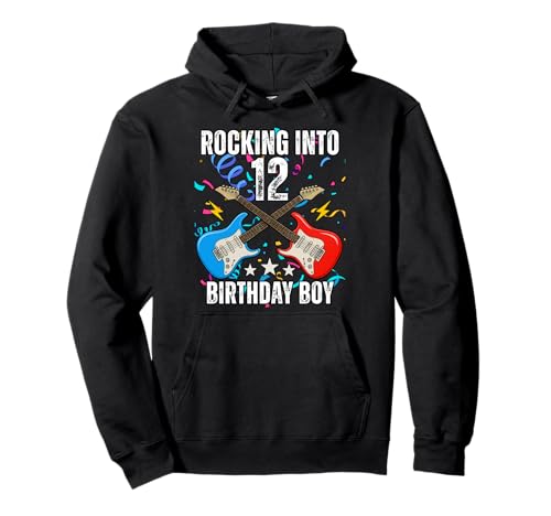 12. Geburtstag Rock Musik Geburtstag Junge Musiker Party Kinder Pullover Hoodie von Rock Music Birthday Ideas, Guitar Birthday Wear