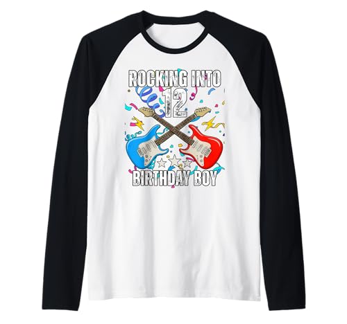 12. Geburtstag Rock Musik Geburtstag Junge Musiker Party Kinder Raglan von Rock Music Birthday Ideas, Guitar Birthday Wear