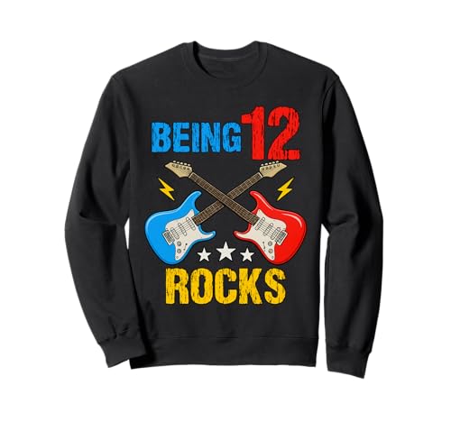 12. Geburtstag Rock Musik Geburtstag Junge Musiker Party Kinder Sweatshirt von Rock Music Birthday Ideas, Guitar Birthday Wear
