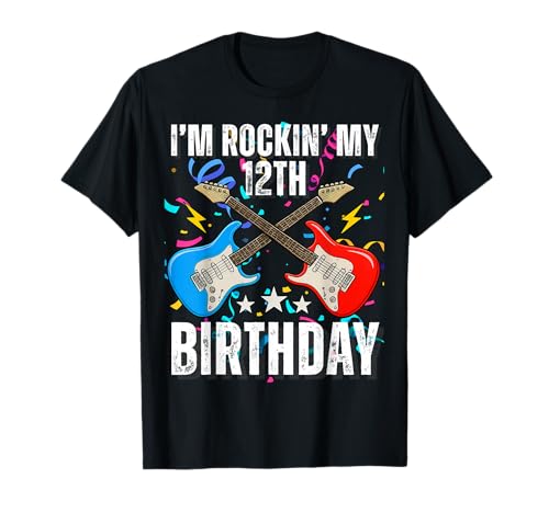 12. Geburtstag Rock Musik Geburtstag Junge Musiker Party Kinder T-Shirt von Rock Music Birthday Ideas, Guitar Birthday Wear