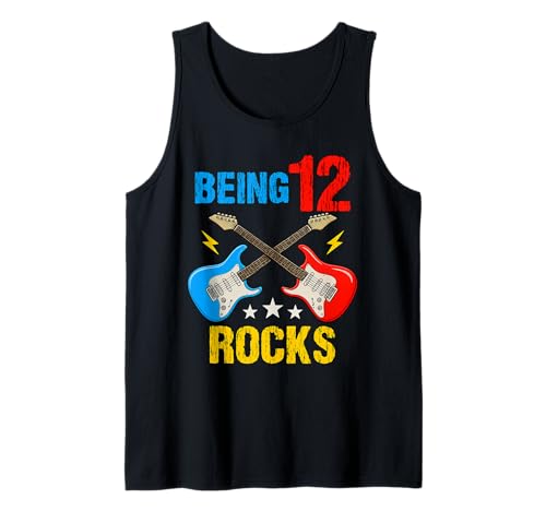 12. Geburtstag Rock Musik Geburtstag Junge Musiker Party Kinder Tank Top von Rock Music Birthday Ideas, Guitar Birthday Wear