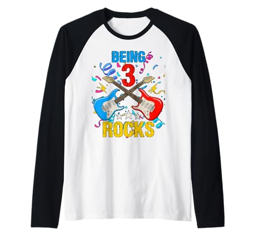 3. Geburtstag Rockmusik Geburtstag Junge Musiker Party Kinder Raglan von Rock Music Birthday Ideas, Guitar Birthday Wear