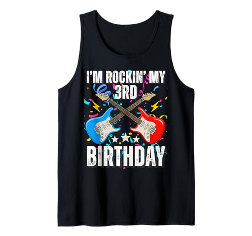 3. Geburtstag Rockmusik Geburtstag Junge Musiker Party Kinder Tank Top von Rock Music Birthday Ideas, Guitar Birthday Wear