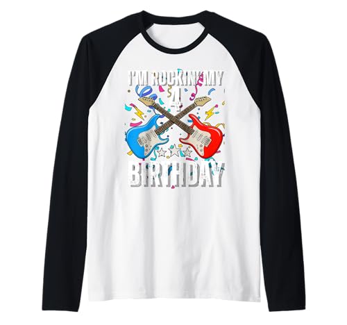 4. Geburtstag Rockmusik Geburtstag Junge Musiker Party Kinder Raglan von Rock Music Birthday Ideas, Guitar Birthday Wear