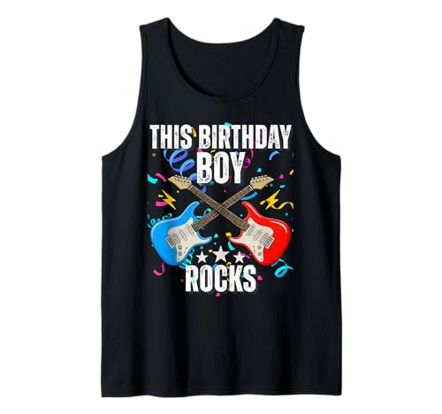 7. Geburtstag Rockmusik Geburtstag Junge Musiker Party Kinder Tank Top von Rock Music Birthday Ideas, Guitar Birthday Wear