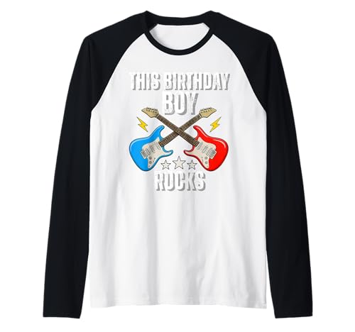 8. Geburtstag Rockmusik Geburtstag Junge Musiker Party Kinder Raglan von Rock Music Birthday Ideas, Guitar Birthday Wear