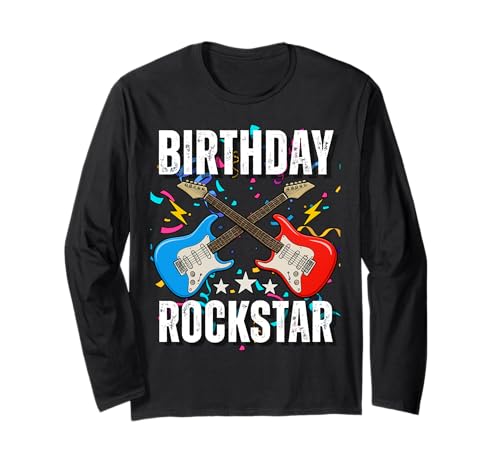 9. Geburtstag Rockmusik Geburtstag Junge Musiker Party Kinder Langarmshirt von Rock Music Birthday Ideas, Guitar Birthday Wear
