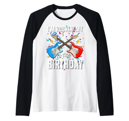 9. Geburtstag Rockmusik Geburtstag Junge Musiker Party Kinder Raglan von Rock Music Birthday Ideas, Guitar Birthday Wear