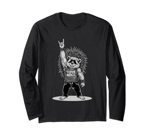 Retro Porcupine Ich Liebe Rockmusik lustige Männer Kinder Langarmshirt Retro Porcupine Ich Liebe Rockmusik lustige Männer Kinder Langarmshirt von Rock Music Fans Co.