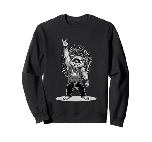 Retro Porcupine Ich Liebe Rockmusik lustige Männer Kinder Sweatshirt Retro Porcupine Ich Liebe Rockmusik lustige Männer Kinder Sweatshirt von Rock Music Fans Co.