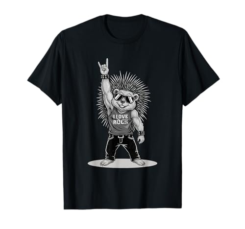 Retro Porcupine Ich Liebe Rockmusik lustige Männer Kinder T-Shirt Retro Porcupine Ich Liebe Rockmusik lustige Männer Kinder T-Shirt von Rock Music Fans Co.