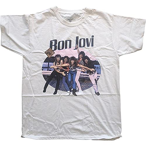 Bon Jovi T Shirt Breakout Band Logo Nue offiziell Herren Natural L von Rocks-off