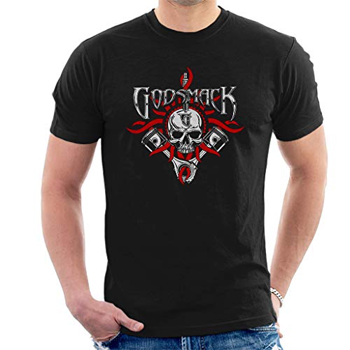 Godsmack Chrome Pistons Kurzarm Herren T-Shirt Schwarz Medium von Rockoff Trade