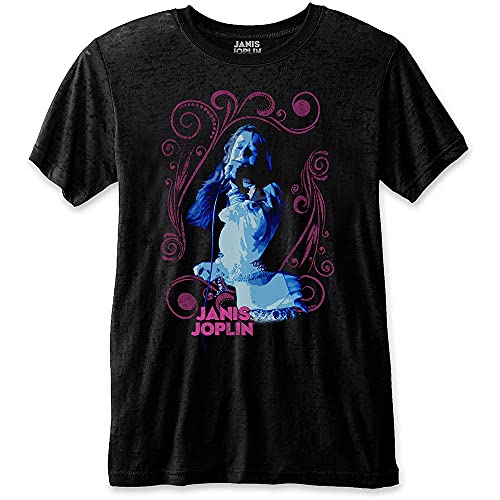 Janis Joplin Floral Frame offiziell Männer T-Shirt Herren (Medium) von Rock Off Trade