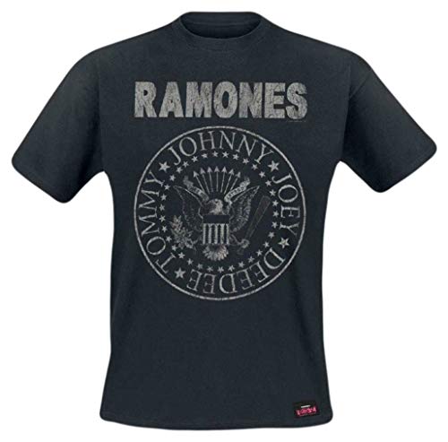 The Ramones Herren Seal Hey Ho T-Shirt Schwarz von Rock Off Trade