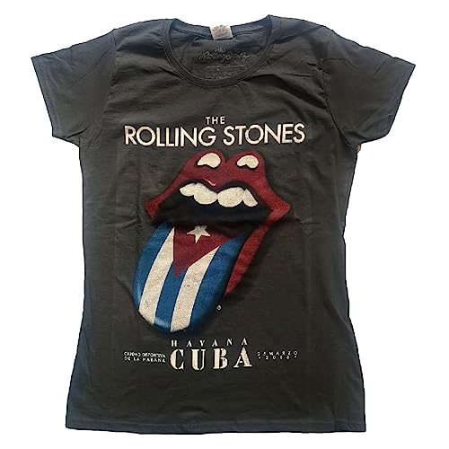 Rolling Stones The T Shirt Havana Cuba offiziell Damen Skinny Fit Charcoal Grau L von Rolling Stones