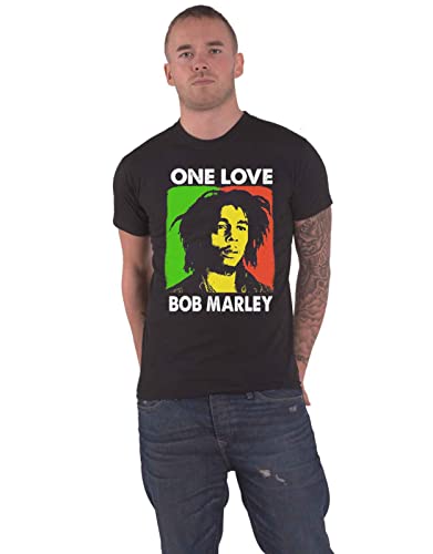 Bob Marley T Shirt One Love Portrait Logo Nue offiziell Herren Schwarz XXL von Rock Off officially licensed products