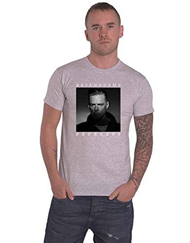 Bryan Adams T Shirt Reckless Logo Nue offiziell Herren Grau von Rock Off officially licensed products
