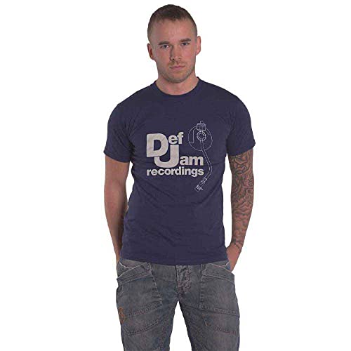 Def Jam Recordings T Shirt Logo and Stylus Nue offiziell Herren Navy Blau L von Rock Off officially licensed products
