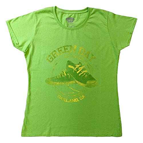 Green Day T Shirt All Stars Band Logo Nue offiziell Damen Skinny Fit Grün L von Rock Off officially licensed products