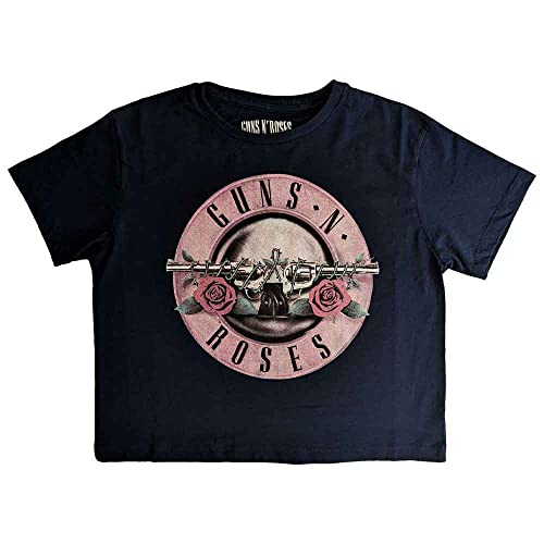 Guns N' Roses Crop Top T Shirt Classic Band Logo Nue offiziell Damen Navy M von Rock Off officially licensed products