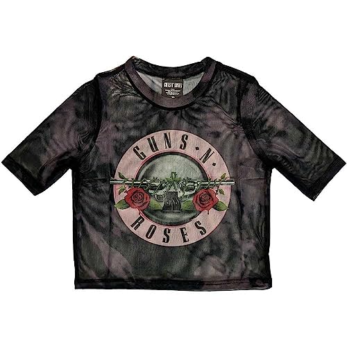 Guns N' Roses Mesh Crop Top T Shirt Rosa Tint Bullet Logo offiziell Damen L von Rock Off officially licensed products