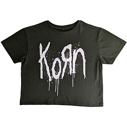 Korn Crop Top T Shirt Still A Freak Band Logo Nue offiziell Damen Grün XL von Rock Off officially licensed products