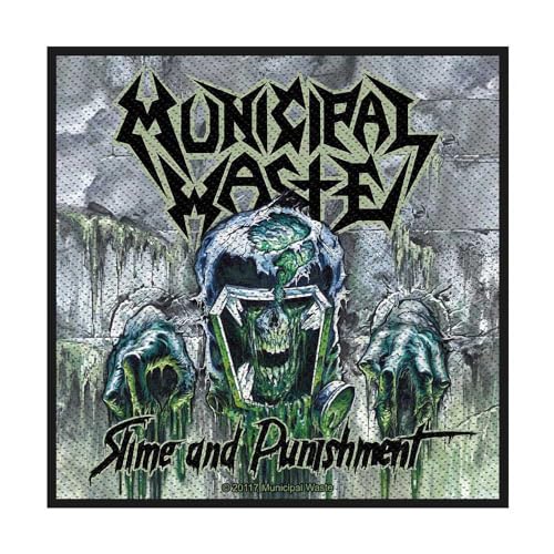 Municipal Waste Patch Slime and Punishment Band Logo Nue offiziell Woven Sew on Accessory Size von Rock Off officially licensed products