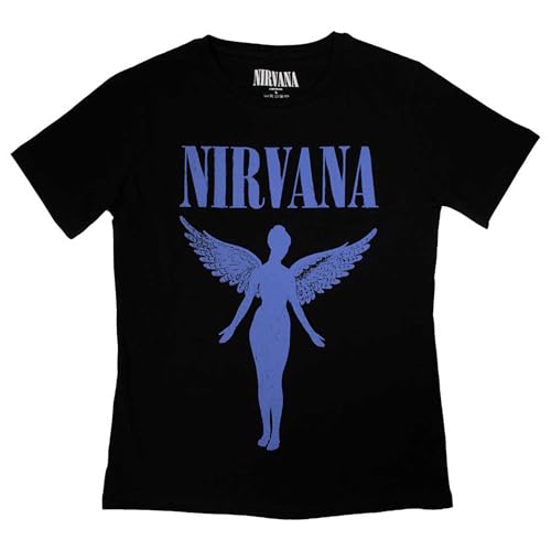 Nirvana Angelic Blau Mono Damen Skinny Fit T Shirt XXL von Rock Off officially licensed products