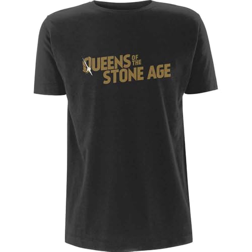 Queens of The Stone Age Metallic Text Logo offiziell Männer T-Shirt Herren (Large) von Rock Off officially licensed products
