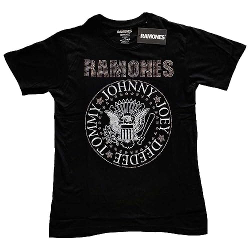 Ramones Kinder T-Shirt mit Strasssteinen, Präsidentschaftssiegel, Schwarz, Schwarz, Medium (7/8 Yrs) von Rock Off officially licensed products