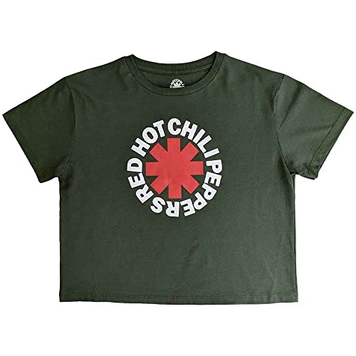 Red Hot Chili Peppers Crop Top T Shirt Classic Asterisk offiziell Damen Grün L von Rock Off officially licensed products