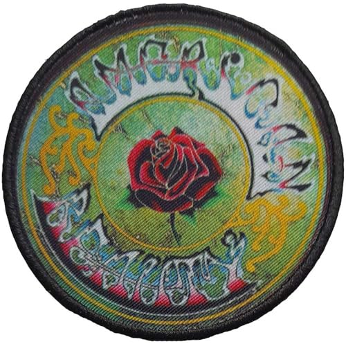 Rock Off officially licensed products Grateful Dead Patch American Beauty Circle Band Logo Printed Iron On 85 x 85mm Accessory Size von Rock Off officially licensed products