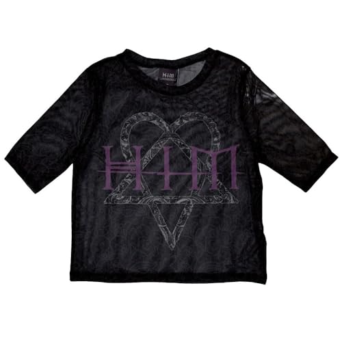 Rock Off officially licensed products HIM Heartagram and Logo Mesh Crop Top S von Rock Off officially licensed products
