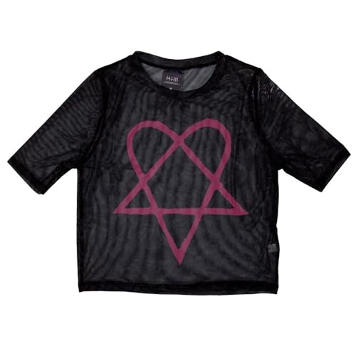 Rock Off officially licensed products HIM Rosa Heartagram Mesh Crop Top L von Rock Off officially licensed products