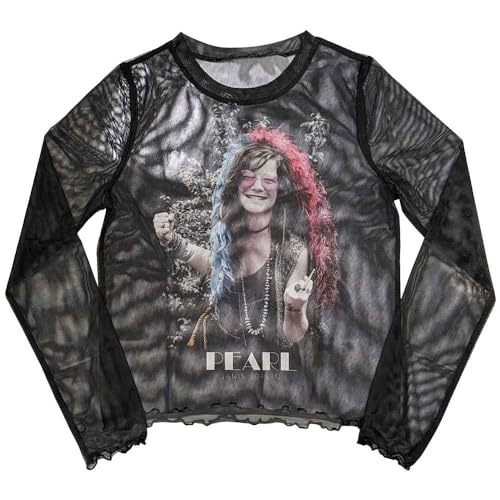 Rock Off officially licensed products Janis Joplin Pearl Garden Long Sleeve Mesh Crop Top S von Rock Off officially licensed products