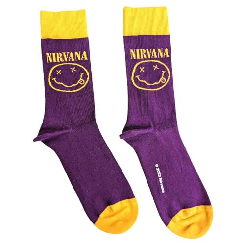 Rock Off officially licensed products Nirvana Ankle Socken Gelb Smile Nue offiziell Herren Purple (UK SIZE 7-11) UK Size 7-11 von Rock Off officially licensed products