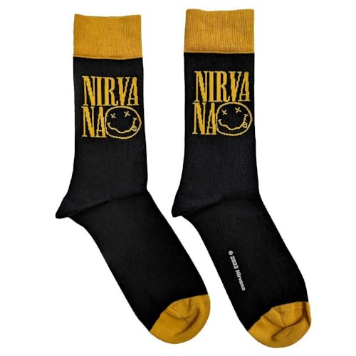 Rock Off officially licensed products Nirvana Ankle Socken Logo Stacked Nue offiziell Herren Schwarz (UK SIZE 7-11) UK Size 7-11 von Rock Off officially licensed products