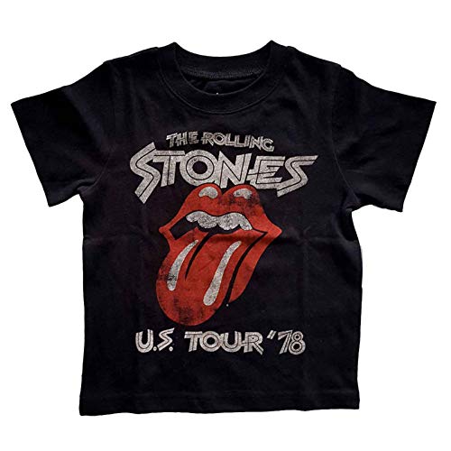 Rolling Stones Jungen-T-Shirt US Tour 78 Nue offiziell Schwarz 12 Months to 5 von Rock Off officially licensed products