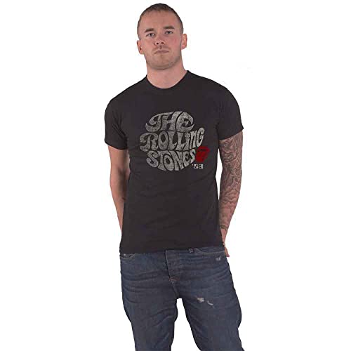 The Rolling Stones Herren Swirl Logo '82 100% Recycled Eco T-Shirt Schwarz von Rolling Stones