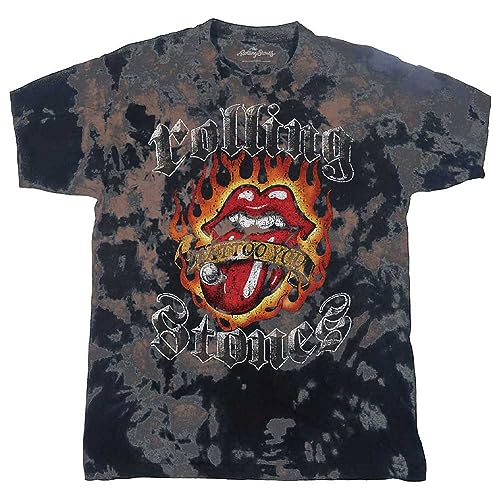 The Rolling Stones Kinder T-Shirt Tattoo Flames Band Logo Offizielle graue Farbwäsche, Grau, Medium (7/8 Yrs) von Rock Off officially licensed products